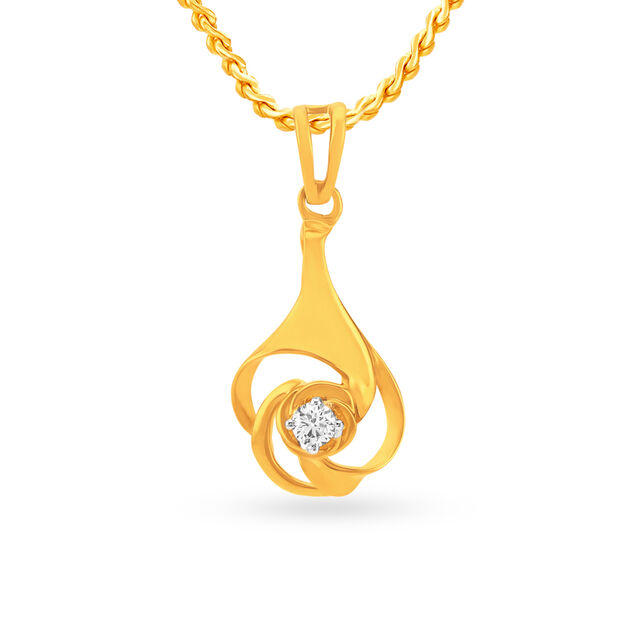 Unique 18 Karat Yellow Gold And Diamond Swirl Pendant,,hi-res 