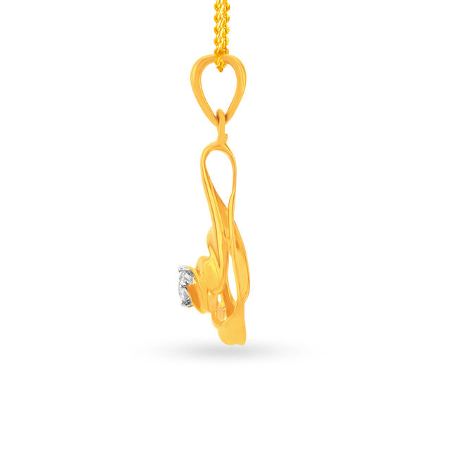 Unique 18 Karat Yellow Gold And Diamond Swirl Pendant,,hi-res 2
