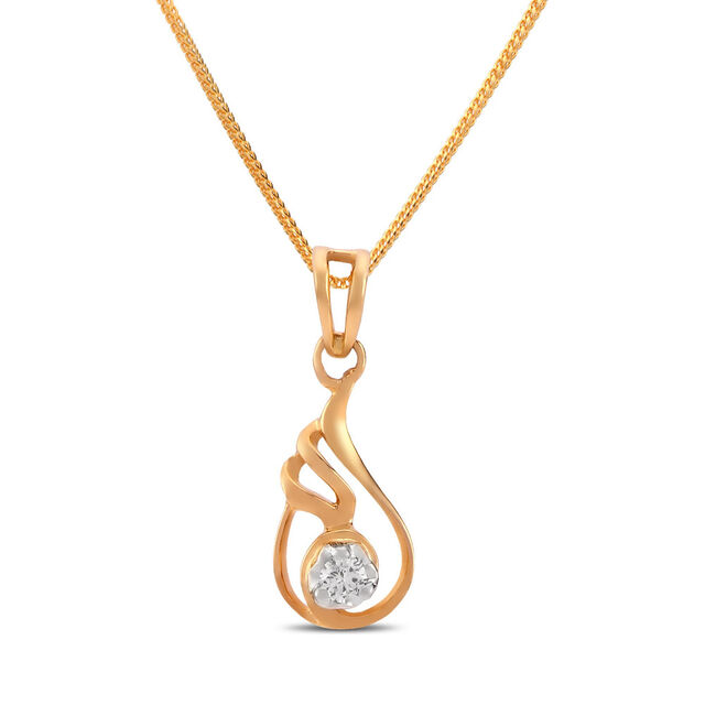 Elegant 18 Karat Yellow Gold And Diamond Teardrop Pendant,,hi-res 