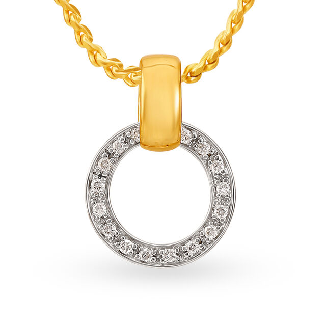 Circular Hollowed Coin Design Diamond Pendant 