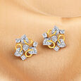 Elaborate Leaf Pattern Diamond Stud Earrings,,hi-res 