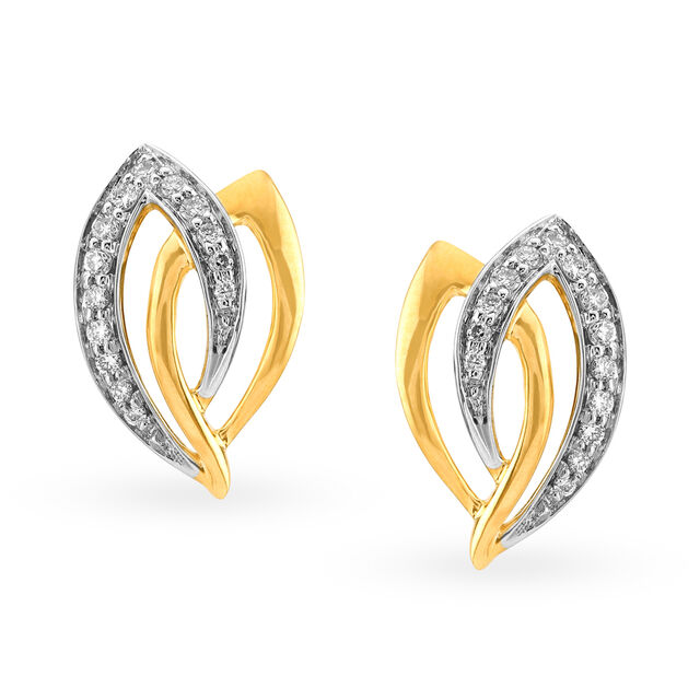 Leaf Motif Gold Stud Earrings,,hi-res
