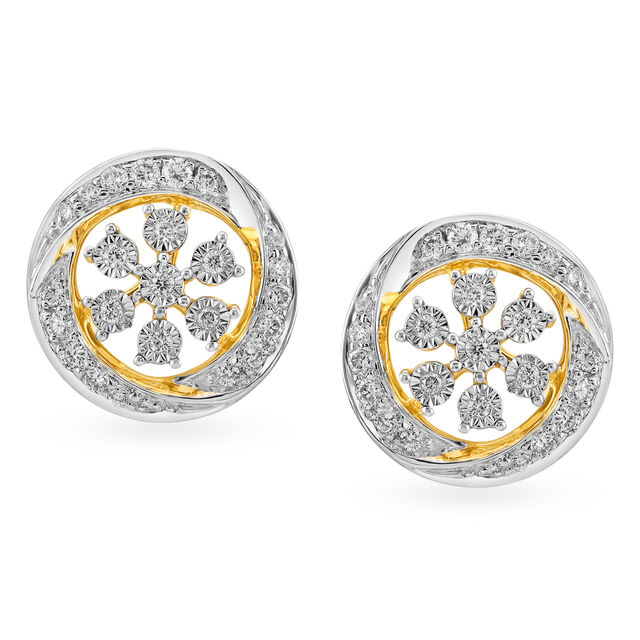 Blooming Flowers Gold and Diamond Stud Earrings,,hi-res 