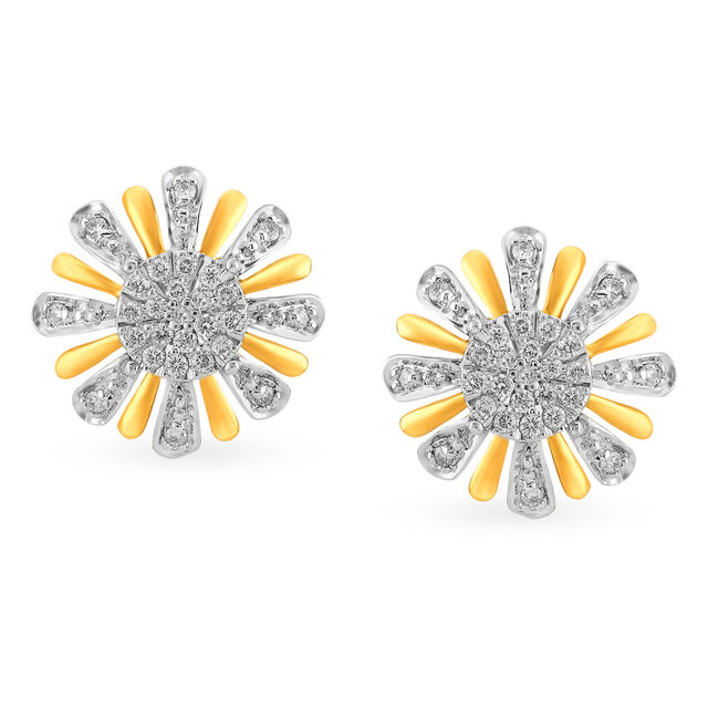 Dazzling Floral Solitaire Look Diamond Stud Earrings 