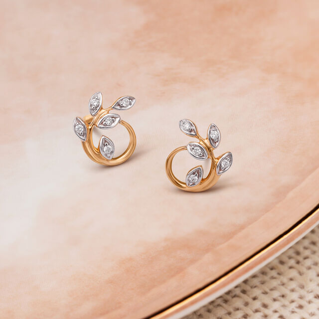 Contemporary Leaf Pattern Stud Earrings,,hi-res 