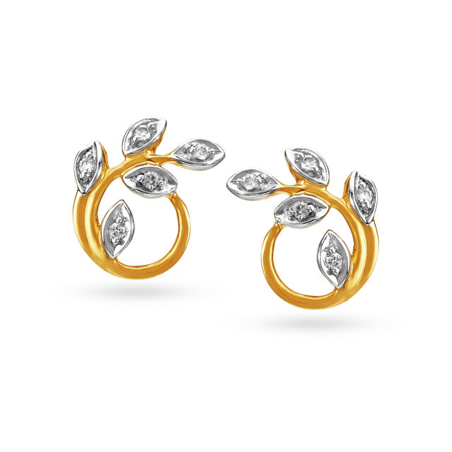Contemporary Leaf Pattern Stud Earrings,,hi-res 2