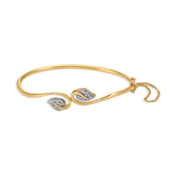 Intertwining Leaves Gold and Diamond Bangle