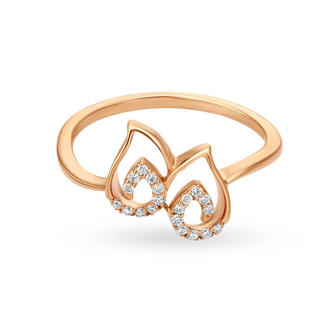 Charming 18 Karat Rose Gold And Diamond Leaf Ring 2