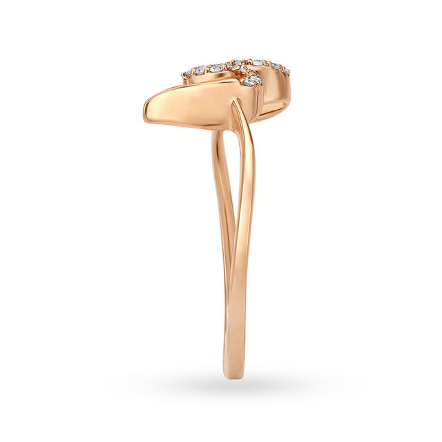 Charming 18 Karat Rose Gold And Diamond Leaf Ring 3