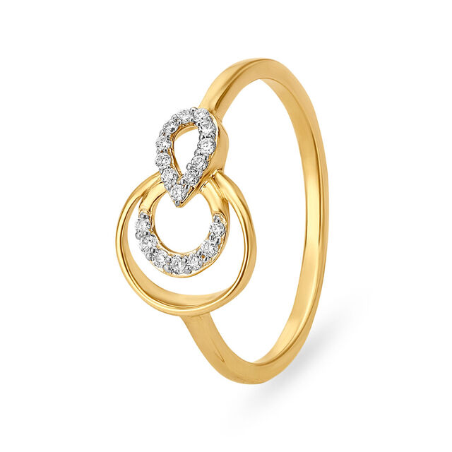 Sophisticated 18 Karat Yellow Gold And Diamond Teardrop Finger Ring 