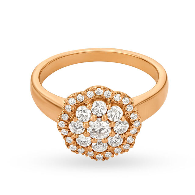 Striking 18 Karat Rose Gold Flower Ring