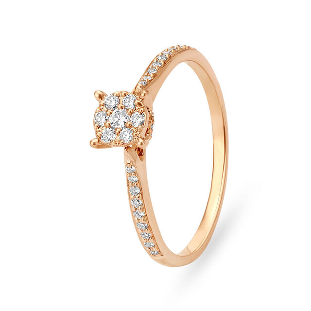 Alluring 18 Karat Rose Gold And Diamond Cluster Finger Ring 