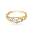 Enchanting 18 Karat Yellow Gold And Diamond Interweaving Finger Ring 2
