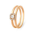 Classic 18 Karat Rose Gold And Diamond Finger Ring 