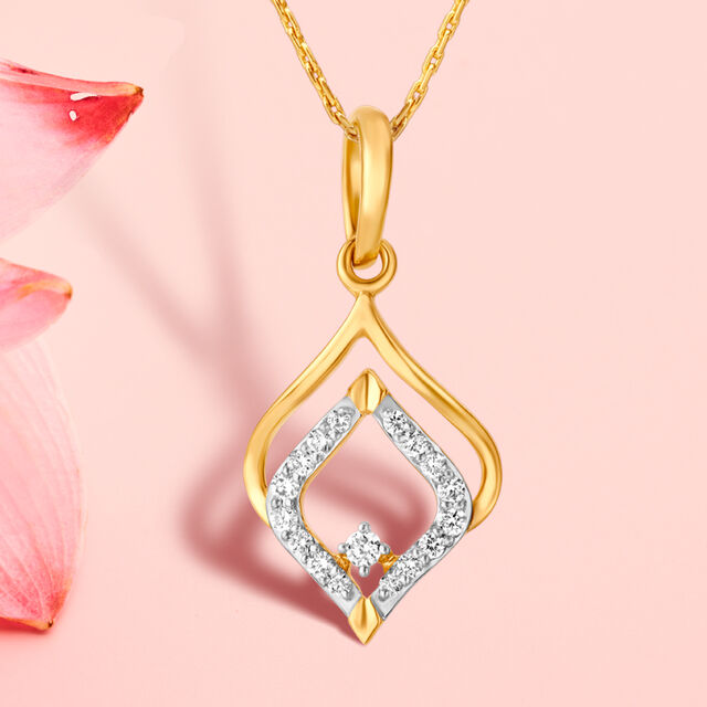 Elegant Yellow Gold Pendant with Diamonds,,hi-res