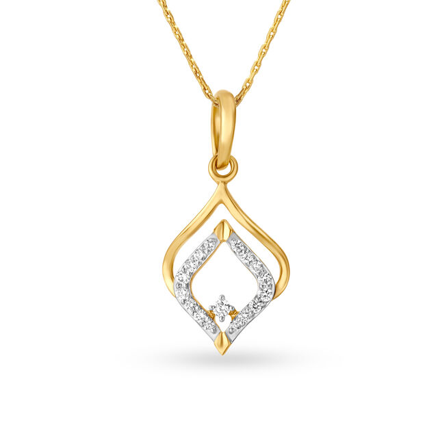 Elegant Yellow Gold Pendant with Diamonds,,hi-res