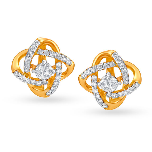 Luxurious 18 Karat Yellow Gold And Diamond Nexus Studs 