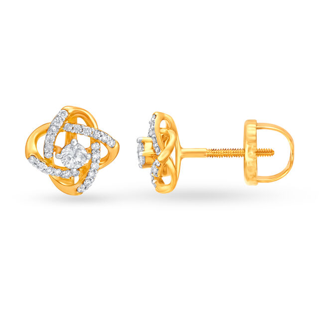 Luxurious 18 Karat Yellow Gold And Diamond Nexus Studs 2