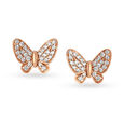 Whimsical 18 Karat Rose Gold And Diamond Butterfly Studs 