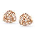 Spellbinding 18 Karat Rose Gold Intertwined Knot Earrings With Diamond Studs,,hi-res 