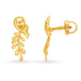 Matte Leaf Patterned Contemporary Gold Stud Earrings,,hi-res 2