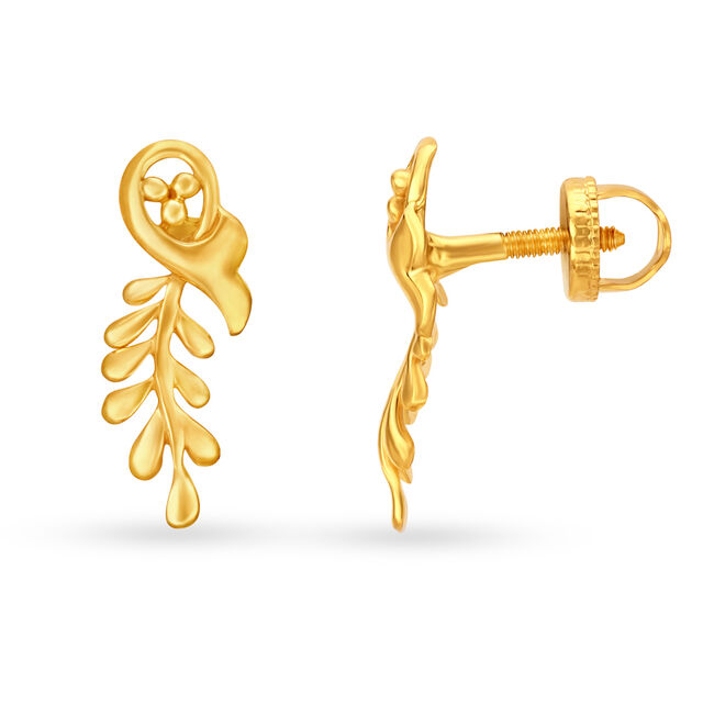 Matte Leaf Patterned Contemporary Gold Stud Earrings,,hi-res 2