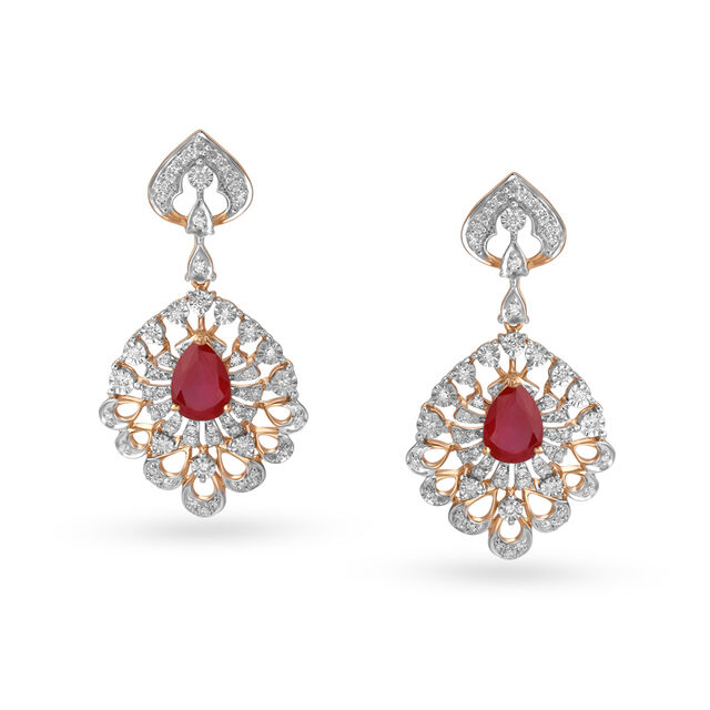 Majestic Diamond and Rose Gold Drop Earrings 