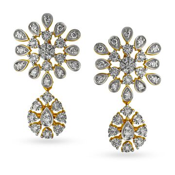 Resplendant Floral Diamond Drop Earrings