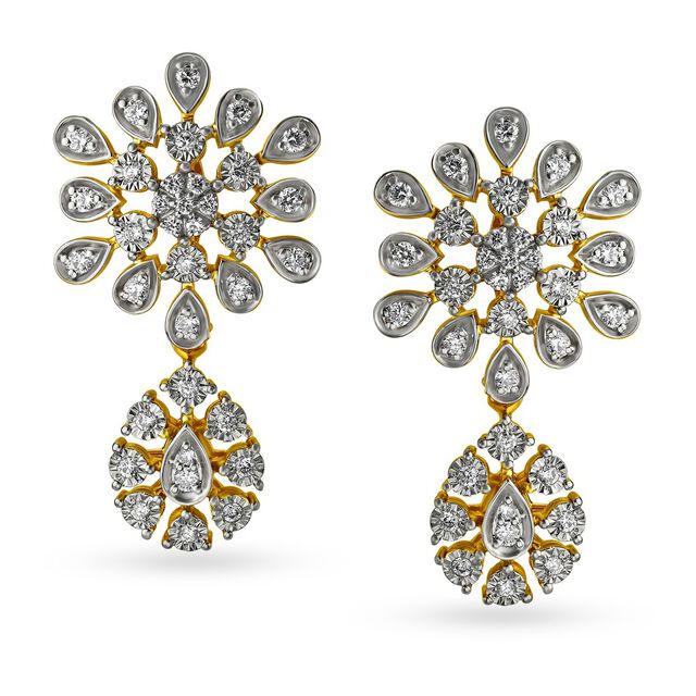 Resplendant Floral Diamond Drop Earrings 