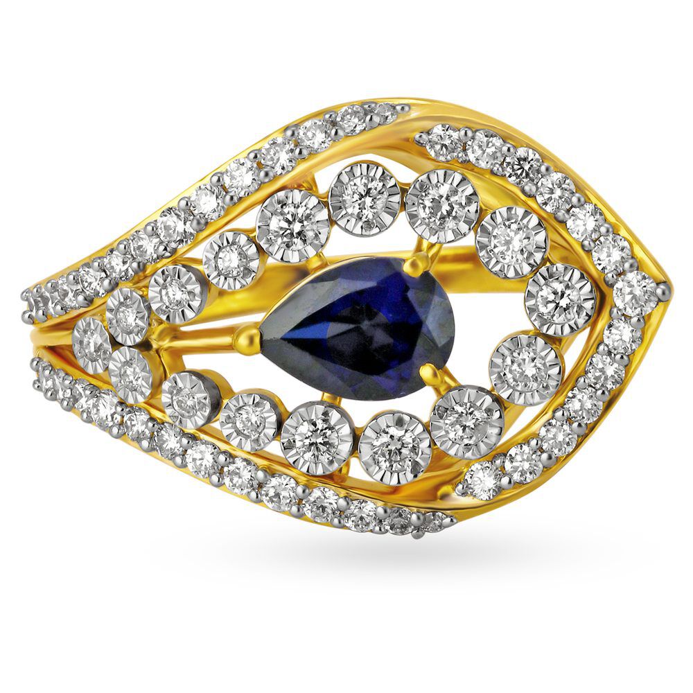 Sapphire & 18k Gold Mini Rajasthan Ring