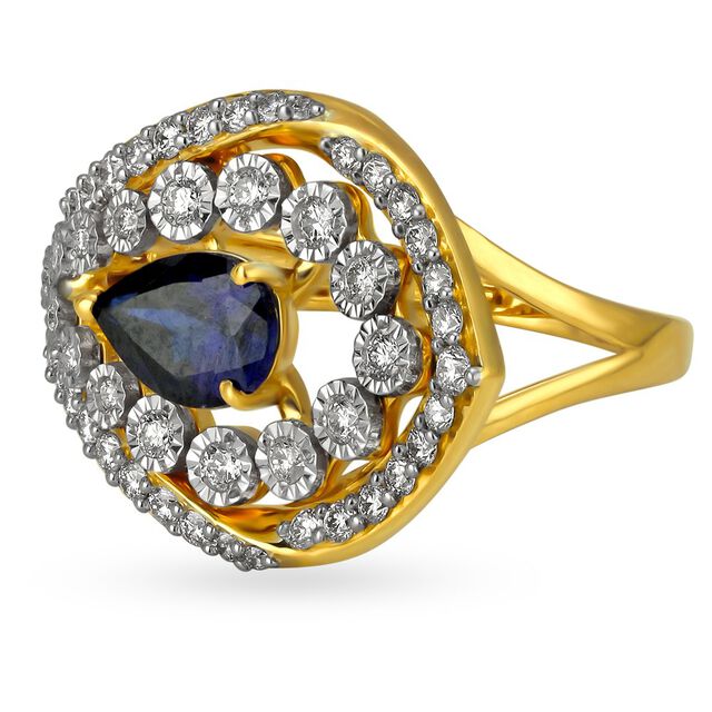 18 Karat Gold Diamond and Sapphire Finger Ring,,hi-res 4