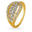 Swirling 18 Karat Yellow Gold And Diamond Finger Ring,,hi-res 