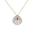 Radiant Diamond and Precious Stones Pendant with Chain,,hi-res 