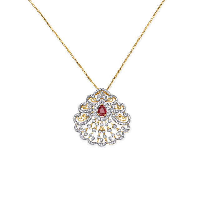 Radiant Diamond and Precious Stones Pendant with Chain,,hi-res 