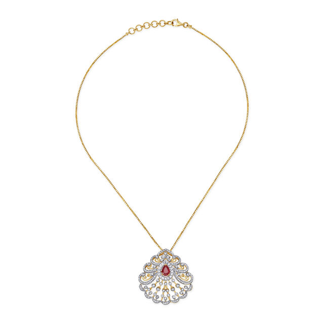 Radiant Diamond and Precious Stones Pendant with Chain,,hi-res 2