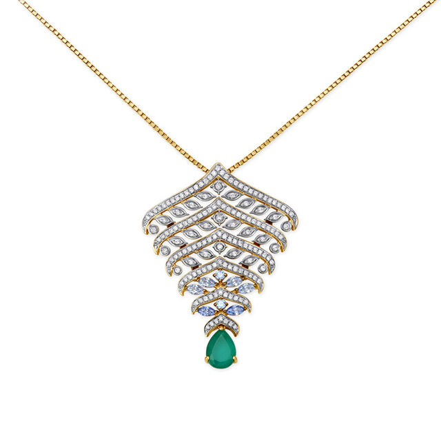 Leaf Inspired Gold Pendant with Chain,,hi-res 