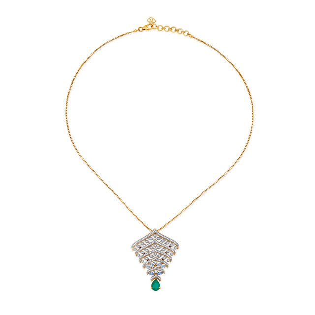 Leaf Inspired Gold Pendant with Chain,,hi-res 2