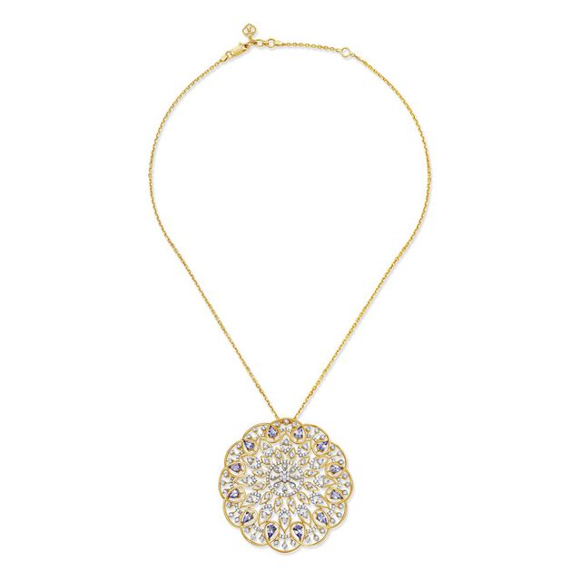 18 Karat Gold Diamond and Sapphire Pendant with Chain,,hi-res 