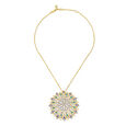 Grand Floral Pendant and Chain with Diamonds Emeralds and Tanzanites,,hi-res 
