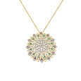 Grand Floral Pendant and Chain with Diamonds Emeralds and Tanzanites,,hi-res 2