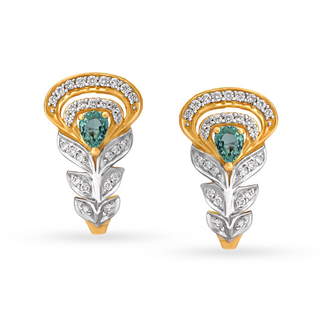Graceful Emerald and Diamond J Bali Hoop Earrings,,hi-res 