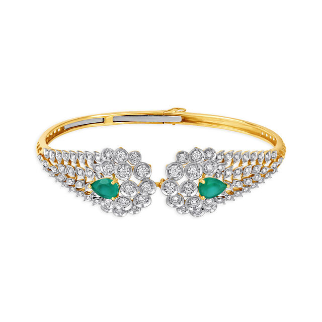 Verdant Gold and Diamond Bangle with Emeralds,,hi-res