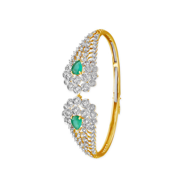 Verdant Gold and Diamond Bangle with Emeralds,,hi-res