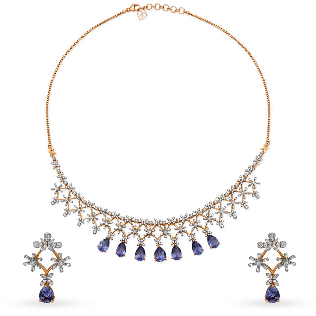 Ethereal Diamond Necklace Set in White and Rose Gold 