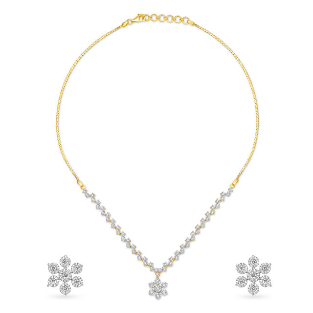 Charming Diamond Necklace Set in Yellow and White Gold,,hi-res 