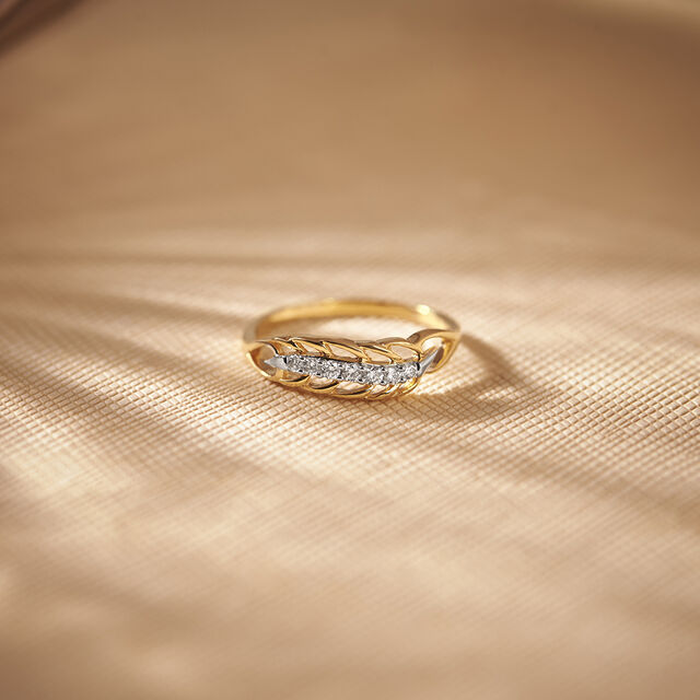 Leaf Pattern Seven Stone Gold and Diamond Ring,,hi-res 