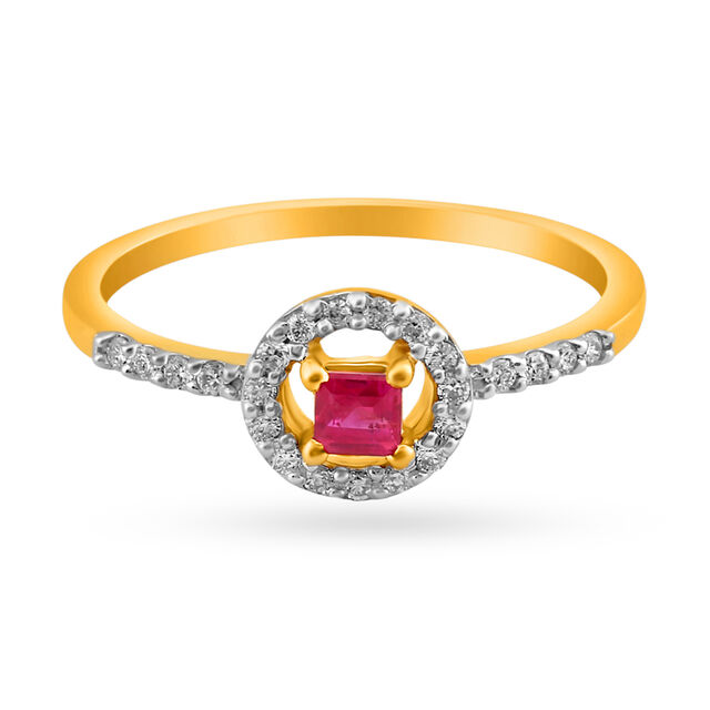 Ruby Studded Diamond Finger Ring,,hi-res 2