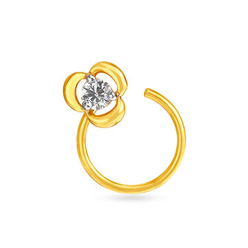 18 Karat Yellow Gold and Diamond Nose Pin