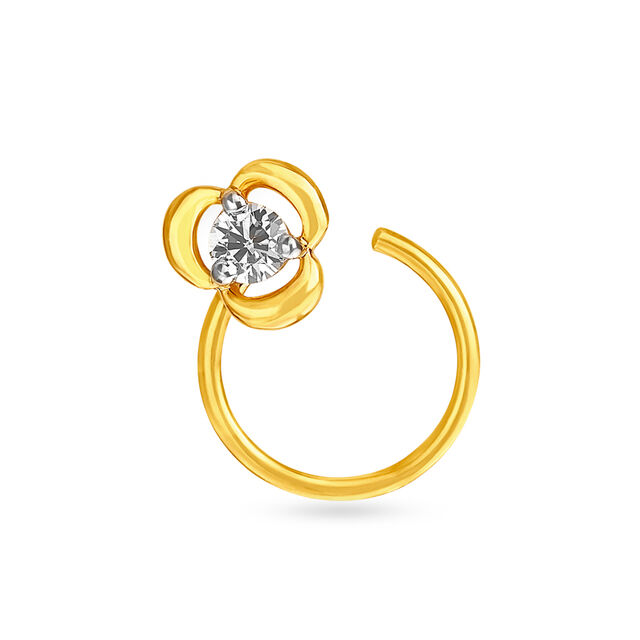 18 Karat Yellow Gold and Diamond Nose Pin 