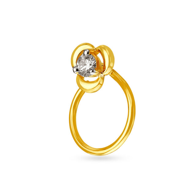 18 Karat Yellow Gold and Diamond Nose Pin 2